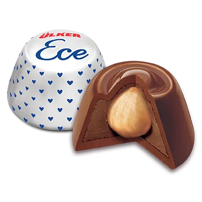 ÜLKER ECE POCKET, MILK CHOCOLATE with WHOLE HAZELNUT and HAZELNUT CREAM FILLING 