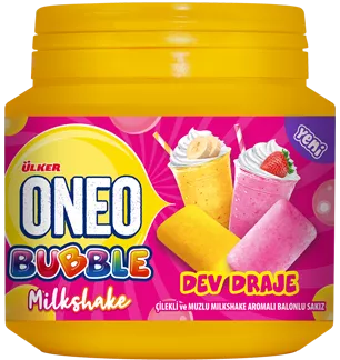 ONEO BUBBLE ÇİLEKLİ VE MUZLU MİLKSHAKE AROMALI DEV DRAJE